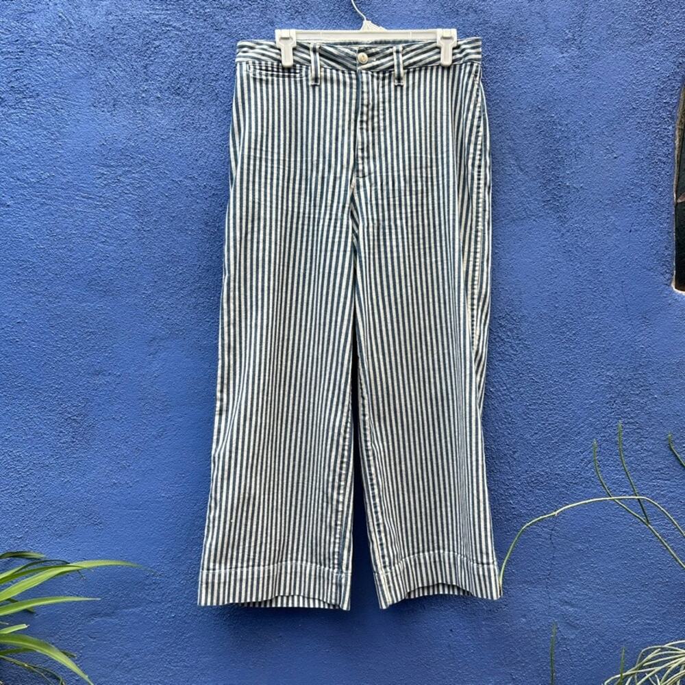 madewell emmet railroad stripe wide leg cropped pant
